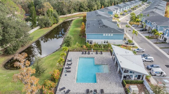 bird's eye view featuring a water view