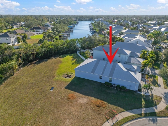 bird's eye view featuring a water view