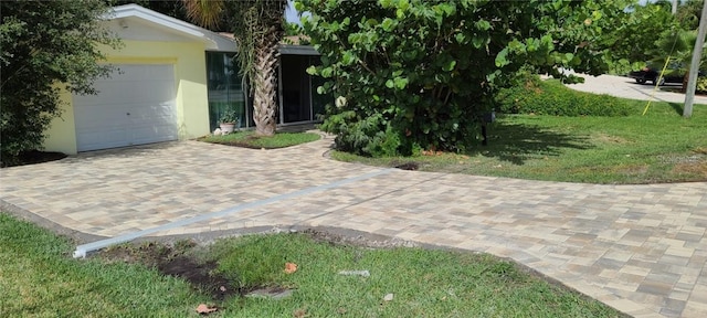 exterior space with a garage