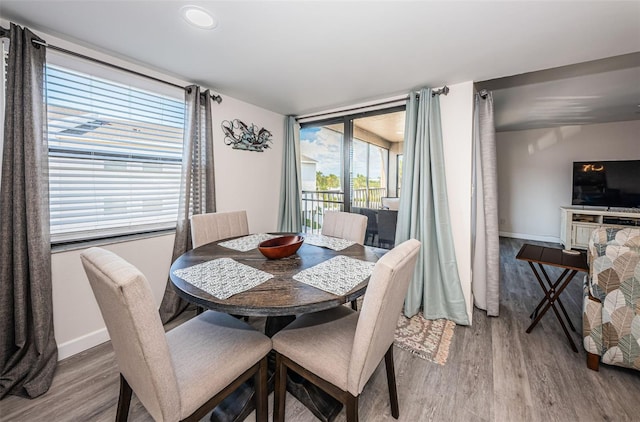 dining room with light hardwood / wood-style flooring