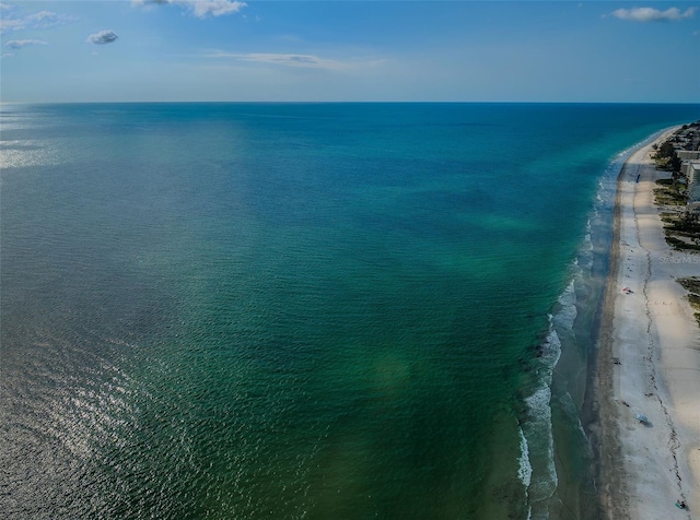 property view of water with a beach view