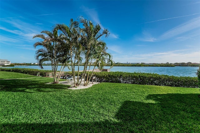 view of yard featuring a water view