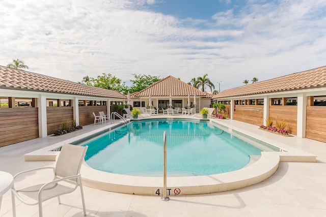 view of pool featuring a patio