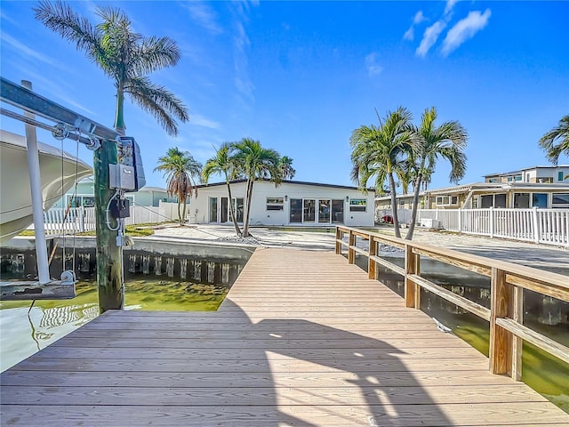 dock area featuring a water view