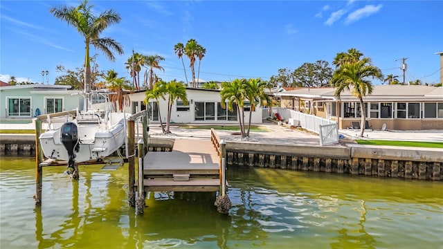 view of dock featuring a water view