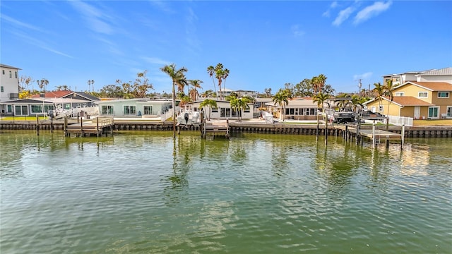 view of dock featuring a water view