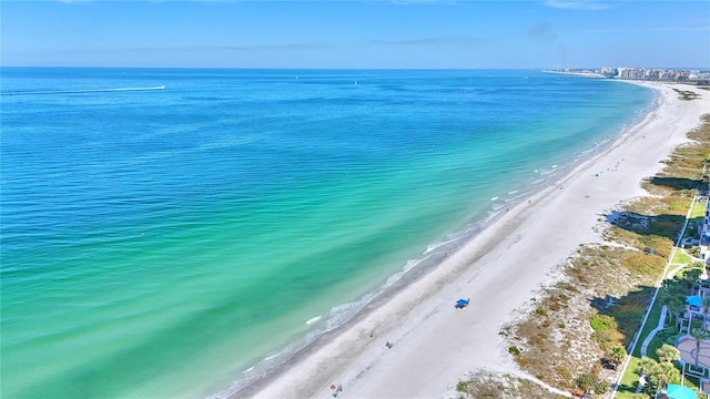 property view of water featuring a beach view