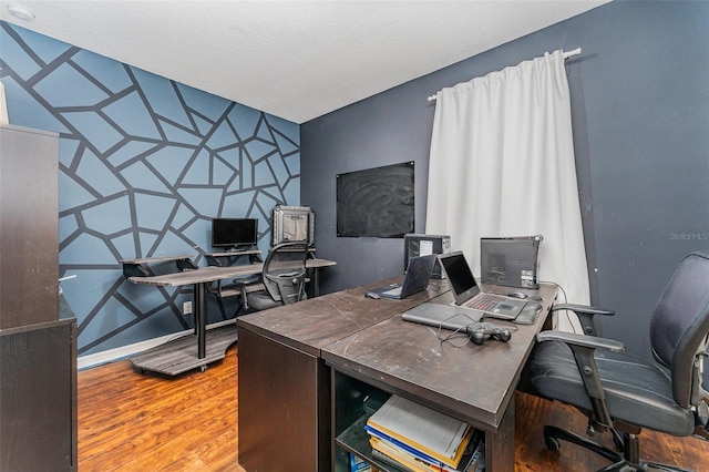 office space with hardwood / wood-style flooring