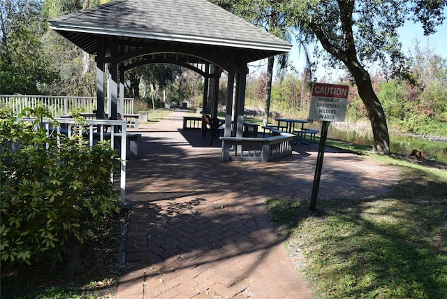 view of community with a gazebo