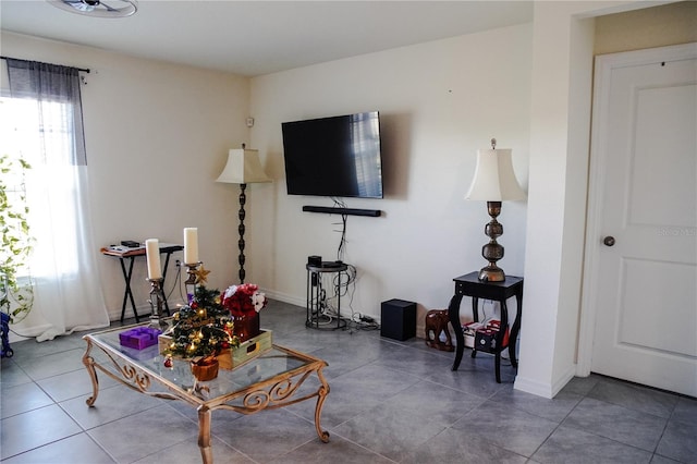 view of tiled living room