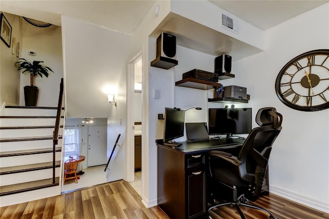 office area featuring light hardwood / wood-style floors