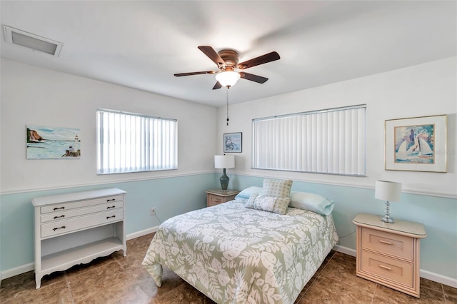 bedroom featuring ceiling fan