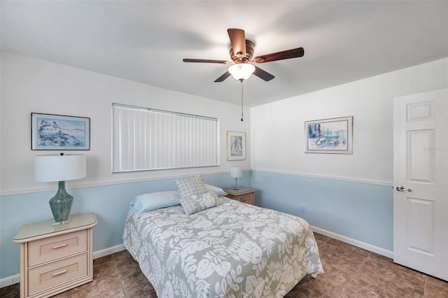 bedroom featuring ceiling fan