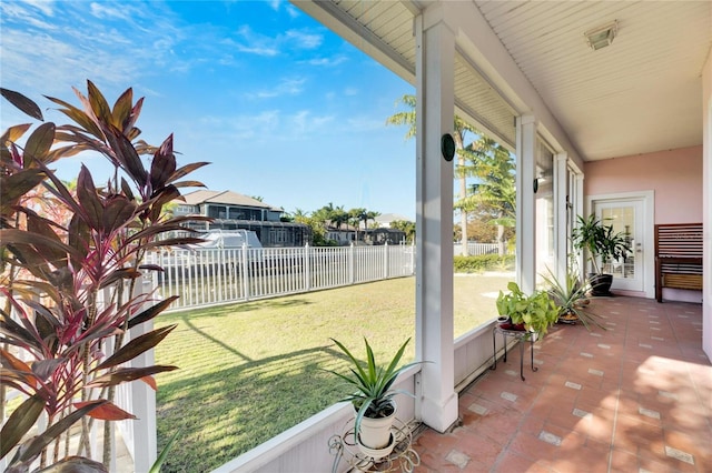 view of unfurnished sunroom