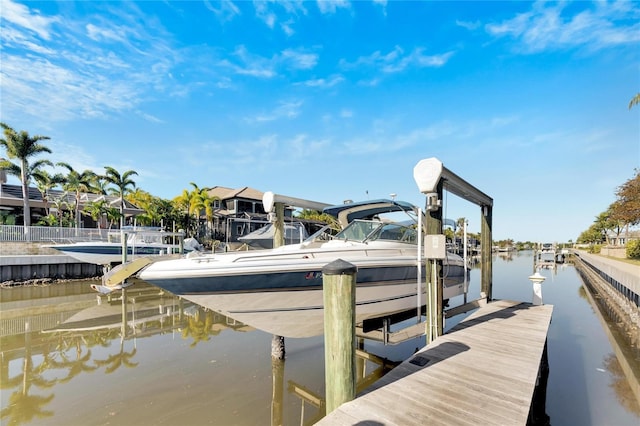 dock area with a water view