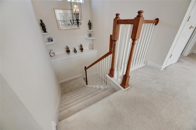 620 Mirabay Blvd, Apollo Beach, FL 33572 - stairs featuring carpet and a chandelier