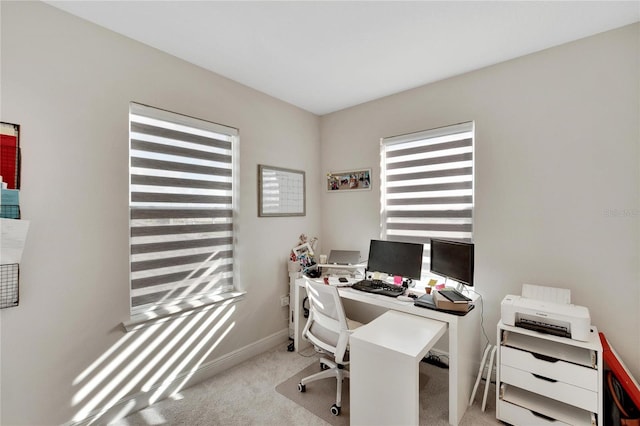 office area with light carpet and a wealth of natural light