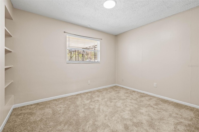 empty room featuring light carpet and a textured ceiling