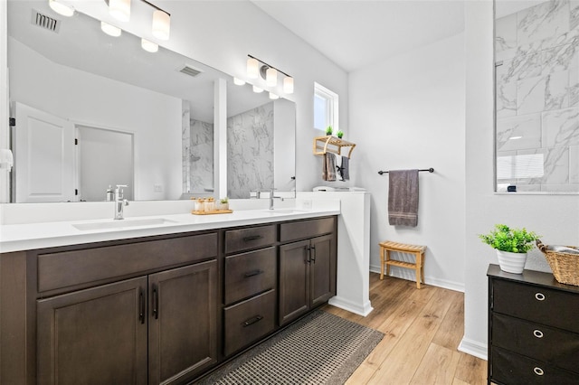 bathroom featuring wood-type flooring and vanity