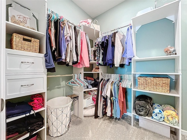 spacious closet with carpet