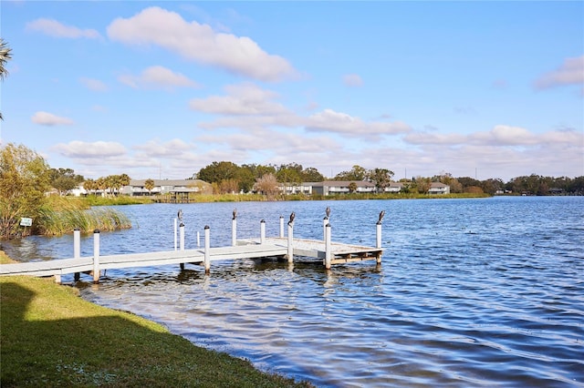 dock area featuring a water view