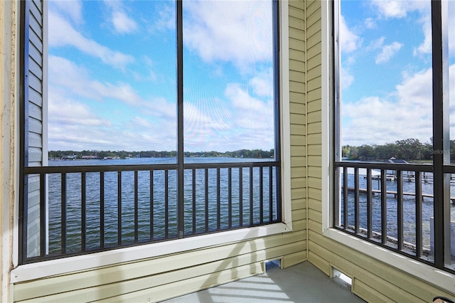 balcony with a water view