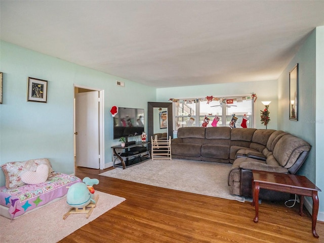 living room with wood-type flooring