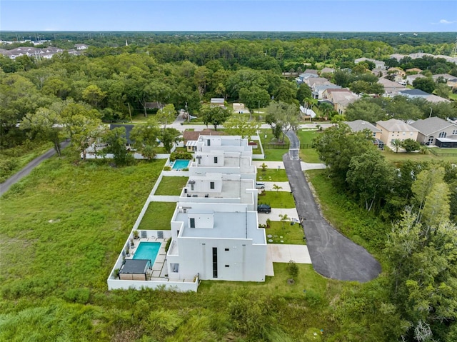 drone / aerial view with a forest view