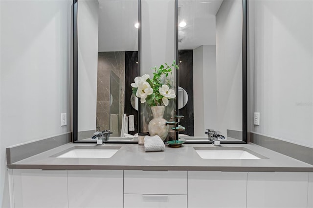 bathroom with double vanity and a sink