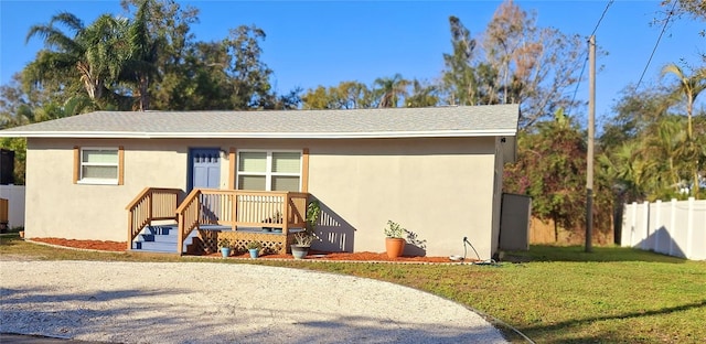 view of front of home with a front yard