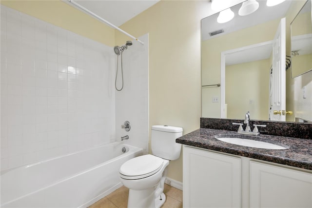 full bathroom with tile patterned floors, vanity, toilet, and shower / bath combination