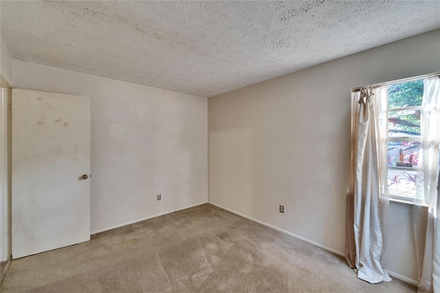 empty room featuring light colored carpet and a textured ceiling