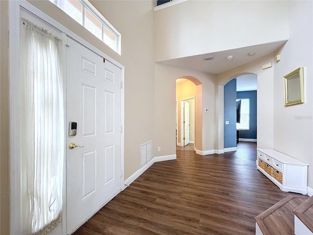 entrance foyer featuring dark wood-type flooring