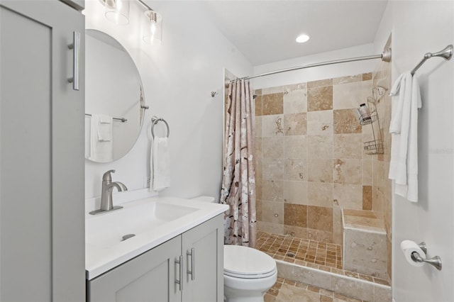 1009 Black Knight Dr, Valrico, FL 33594 - full bathroom with vanity, a tile shower, and recessed lighting