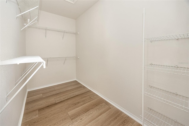 walk in closet featuring hardwood / wood-style flooring