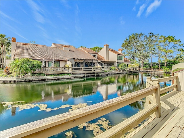 view of dock featuring a water view