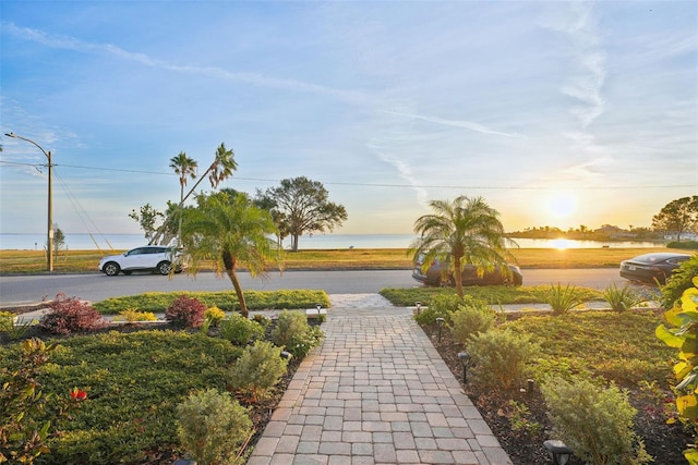 view of property's community with a water view