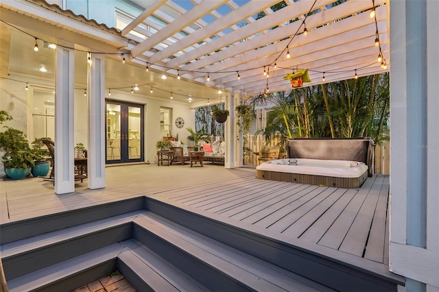 wooden terrace featuring a pergola