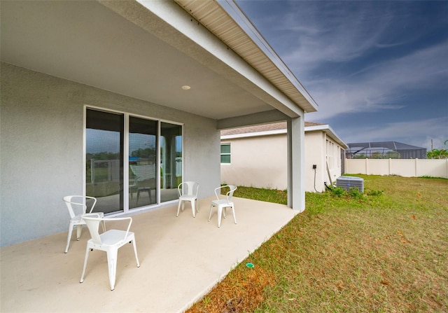 view of patio featuring central air condition unit