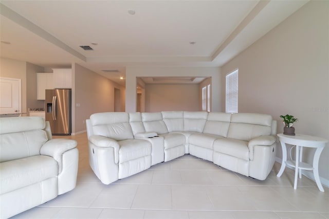 view of tiled living room