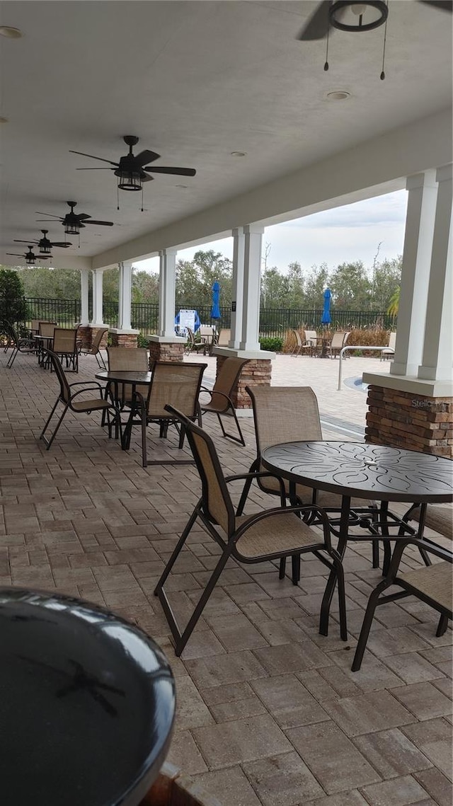 view of patio with ceiling fan