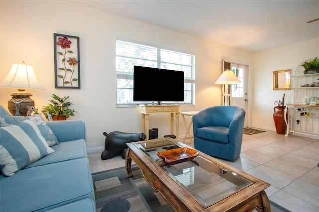 view of tiled living room