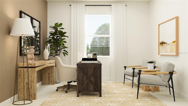 sitting room with light hardwood / wood-style floors