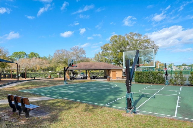 view of basketball court featuring a gazebo