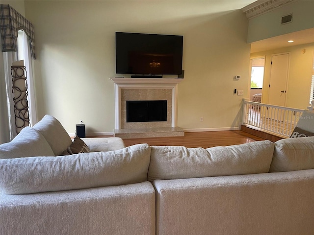 living room featuring wood-type flooring