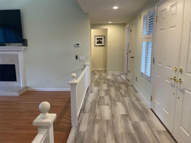 hall featuring light hardwood / wood-style floors