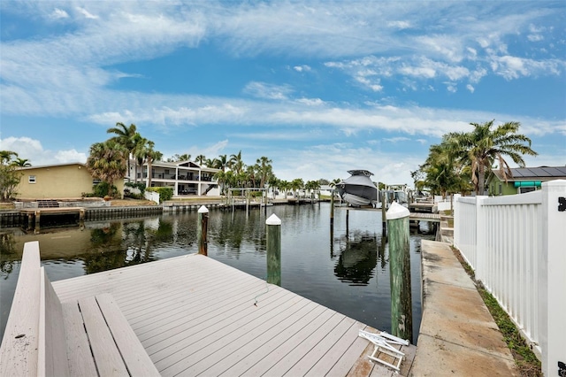 view of dock featuring a water view