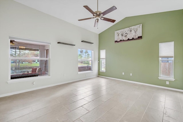 empty room with vaulted ceiling