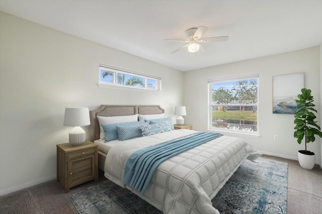 bedroom with carpet and ceiling fan