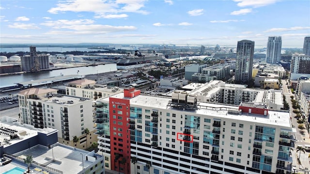 view of city with a water view